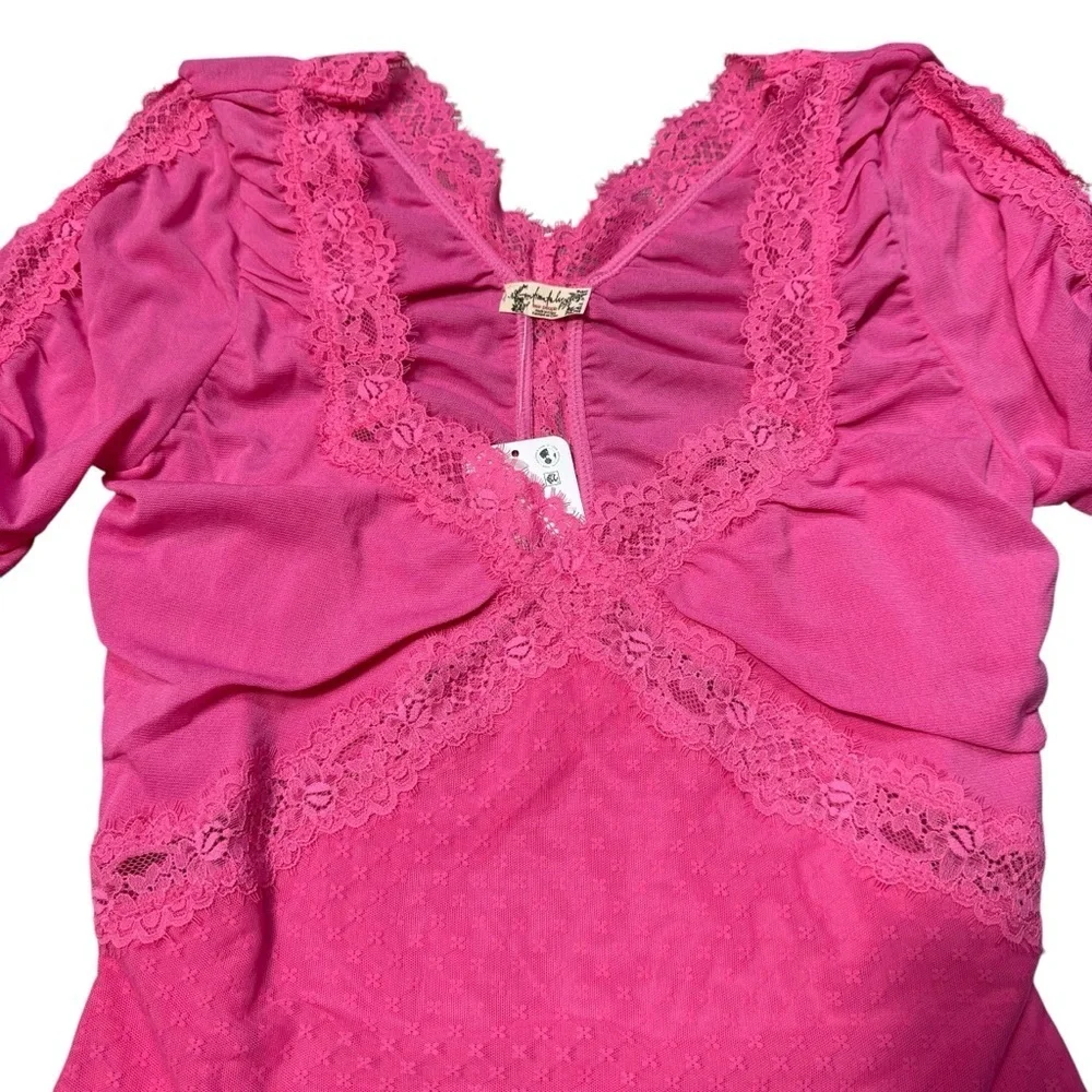 NWT New Free People Forever Young Pink Bodysuit Size S